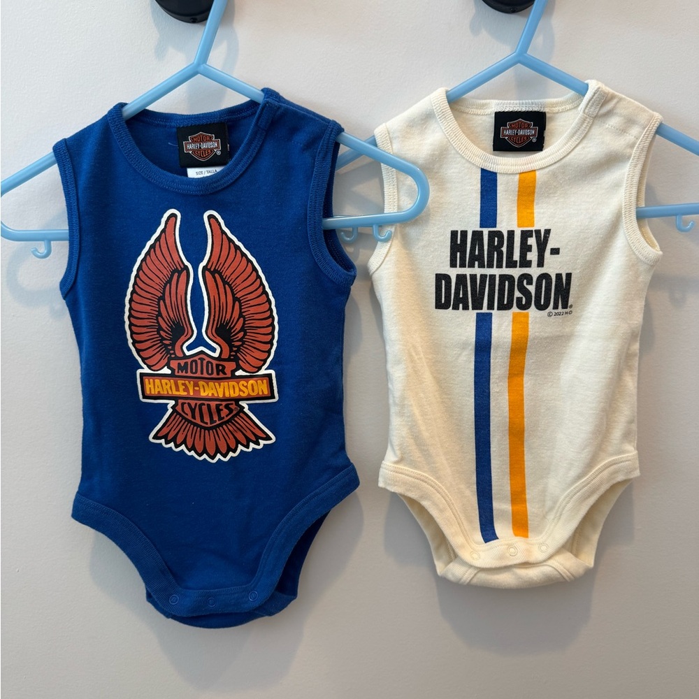 LIKE NEW Harley-Davidson Baby Bodysuit Onesies — 3-6 Months